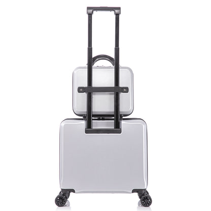 2 Piece Travel Luggage Set Hard shell Suitcase with Spinner Wheels 18” Underseat luggage and 14” Comestic Travel case Toiletry box  Silver