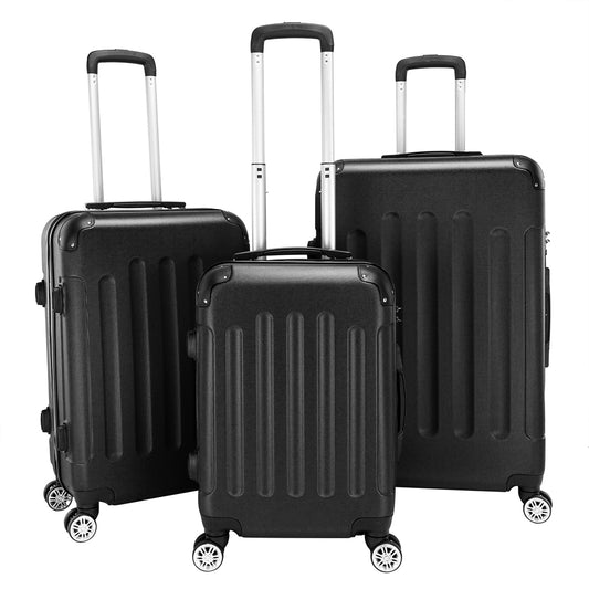 3-in-1 Portable ABS Trolley Case 20" / 24" / 28" Black