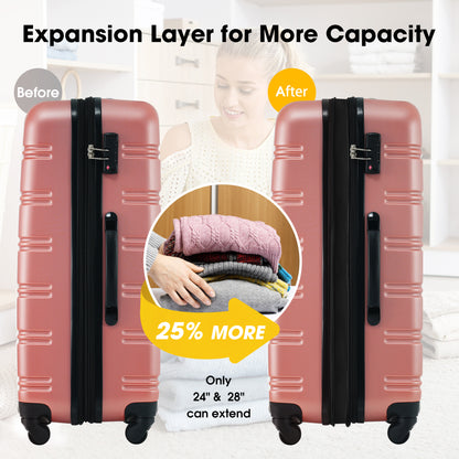 3 Piece Luggage Set Hardside Spinner Suitcase with TSA Lock 20" 24' 28"