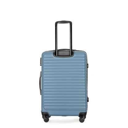 3 Piece Luggage Sets ABS Lightweight Suitcase with Two Hooks, Spinner Wheels, TSA Lock, (20/24/28) Blue