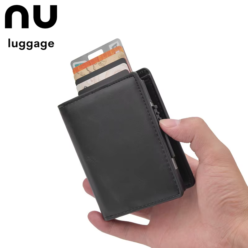 2024 New anti Theft Retro Men'S Short Luxury Wallet Pop-Up Card Case New Aluminum Folding Wallets for Men Small Coin Purse