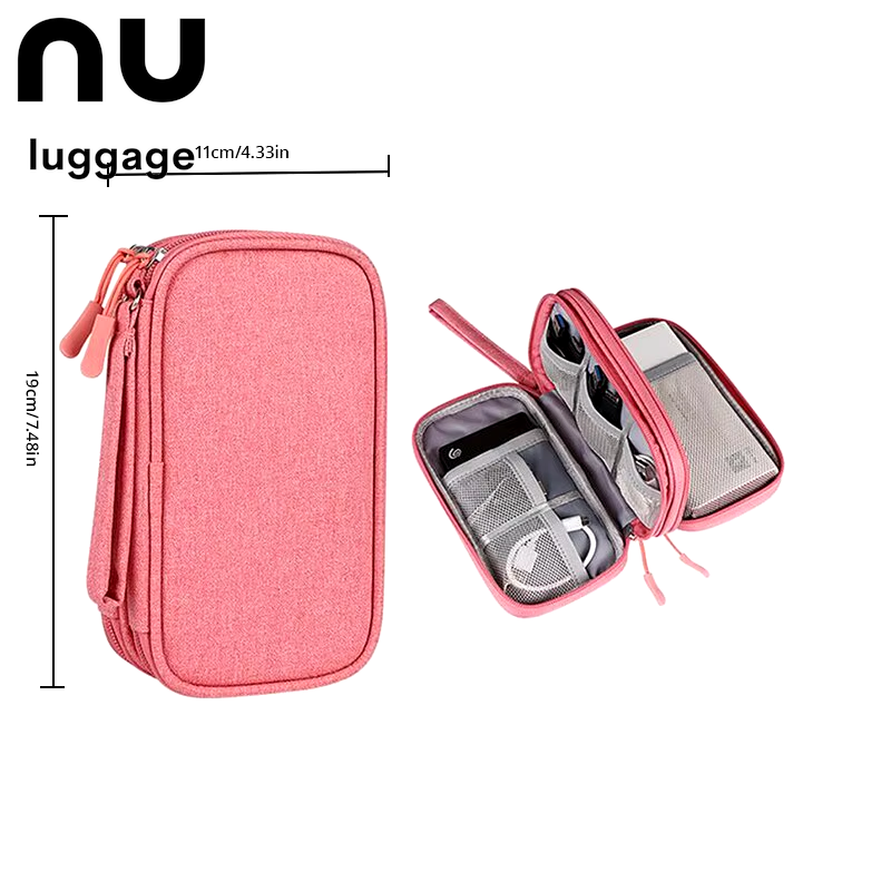 1Pc Pink/Grey/Black/Navy Travel Portable Digital Product Storage Bag USB Data Cable Organizer Headset Charging Treasure Box Bag