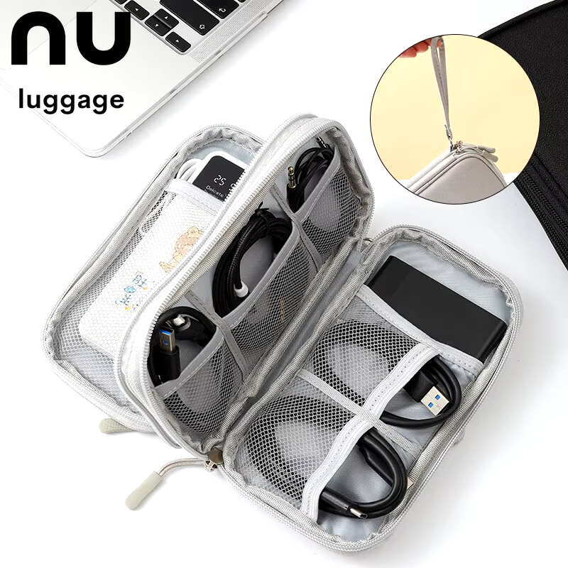 1Pc Pink/Grey/Black/Navy Travel Portable Digital Product Storage Bag USB Data Cable Organizer Headset Charging Treasure Box Bag