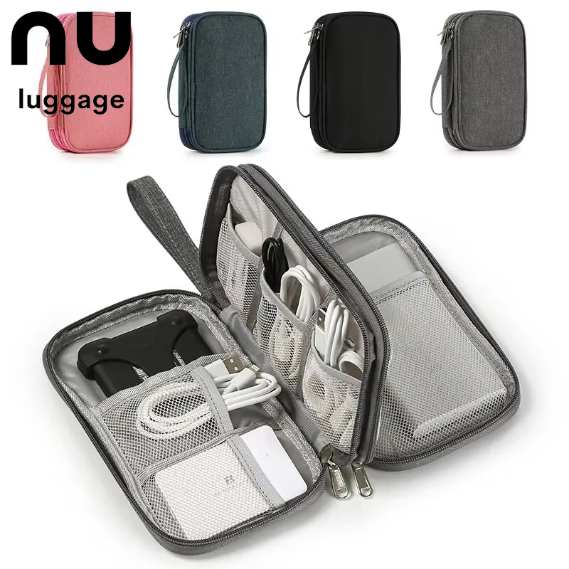 1Pc Pink/Grey/Black/Navy Travel Portable Digital Product Storage Bag USB Data Cable Organizer Headset Charging Treasure Box Bag