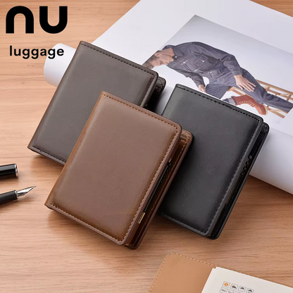 2024 New anti Theft Retro Men'S Short Luxury Wallet Pop-Up Card Case New Aluminum Folding Wallets for Men Small Coin Purse