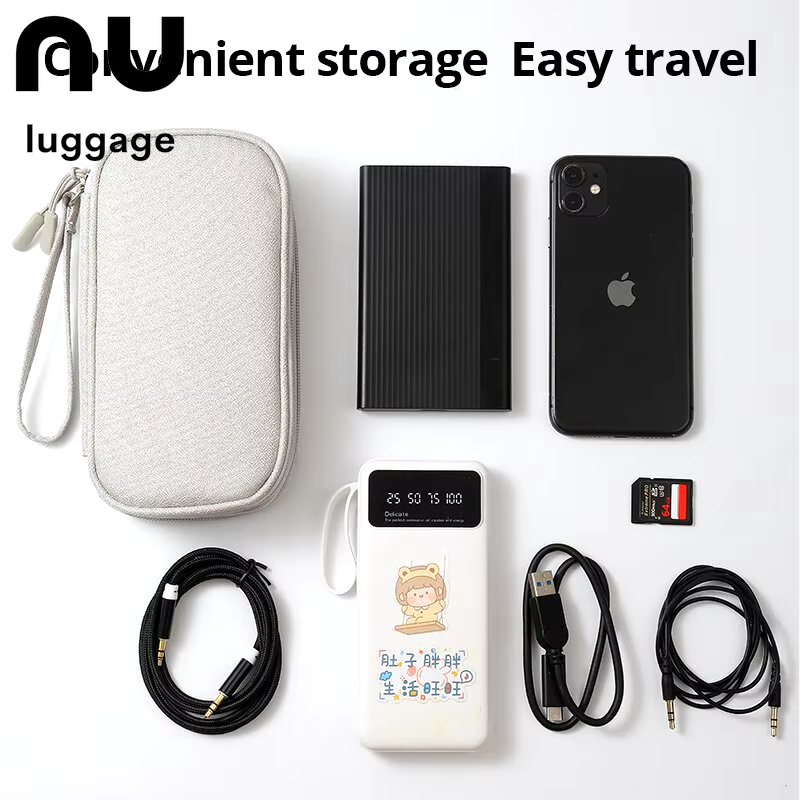 1Pc Pink/Grey/Black/Navy Travel Portable Digital Product Storage Bag USB Data Cable Organizer Headset Charging Treasure Box Bag