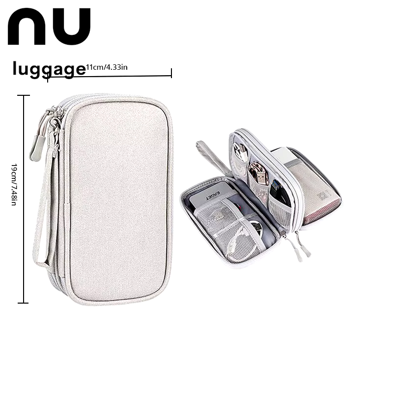 1Pc Pink/Grey/Black/Navy Travel Portable Digital Product Storage Bag USB Data Cable Organizer Headset Charging Treasure Box Bag